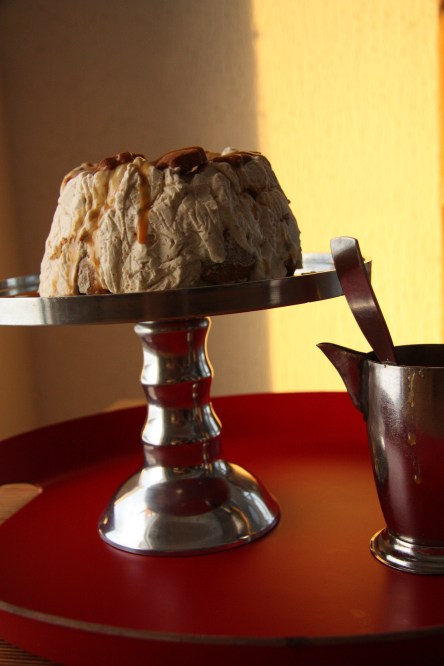 gingerbread icecream and caramel sauce